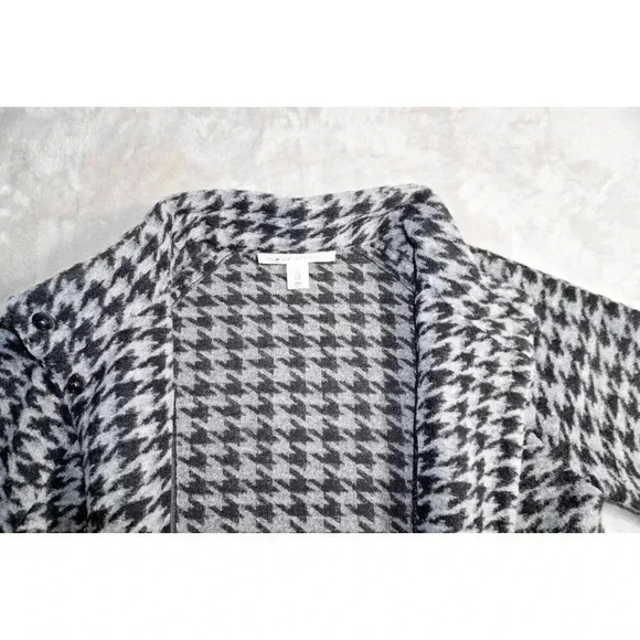 Max Studio Jacket Women Black Gray Knit Houndstooth Long Wool Blend Coat 1X - Picture 6 of 11
